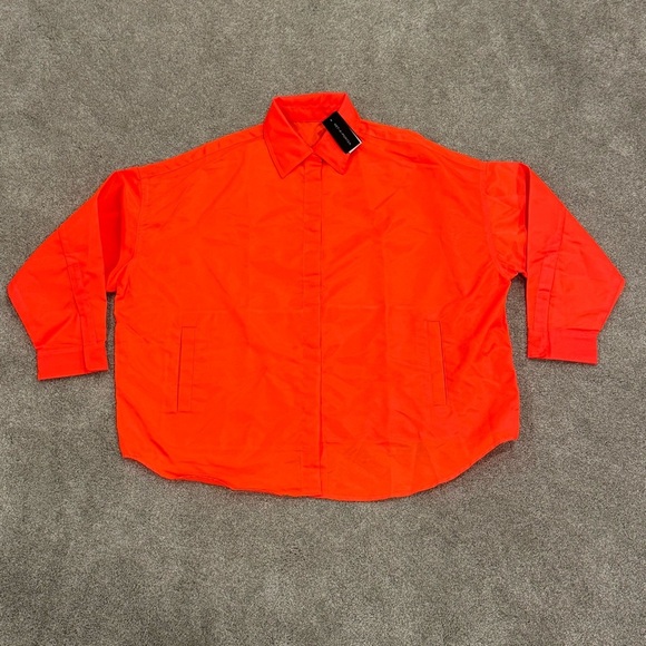 The Frankie Shop Perla Shirt Jacket in Neon Orange Size Medium Large NWT - Picture 12 of 12